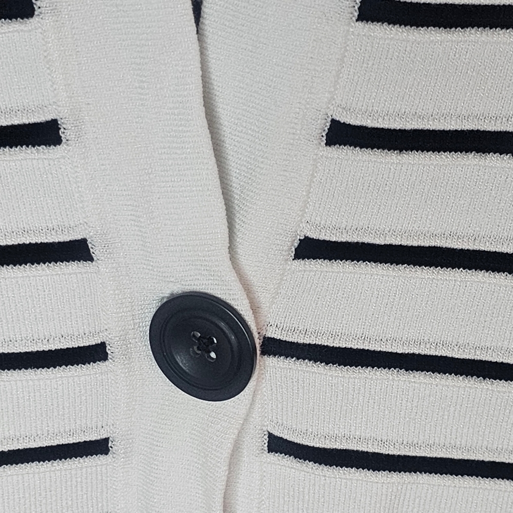 Jones New York women's black/white V-neck 3/4 sleeves cardigan size M - Picture 7 of 7